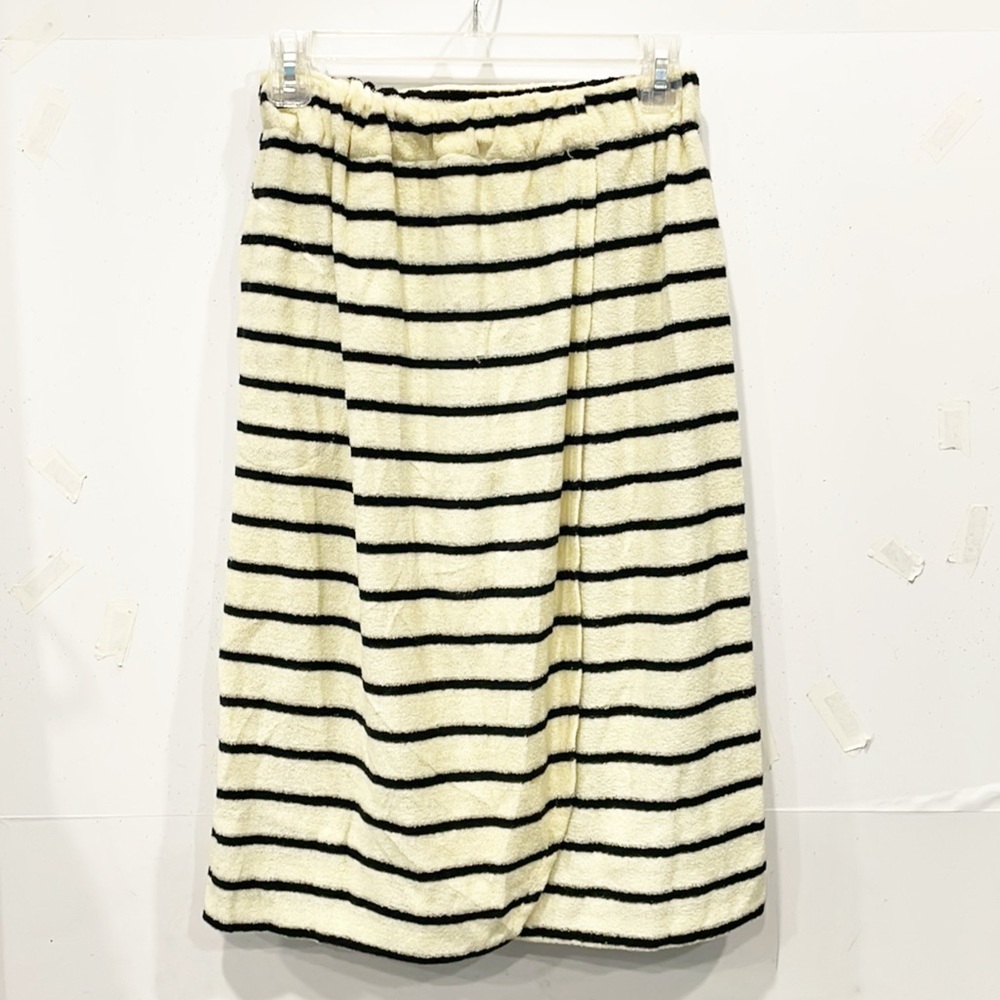 Vintage Sportwhirl Terry Cloth Wrap Midi Skirt Stripes Pull On Elastic Waist 10